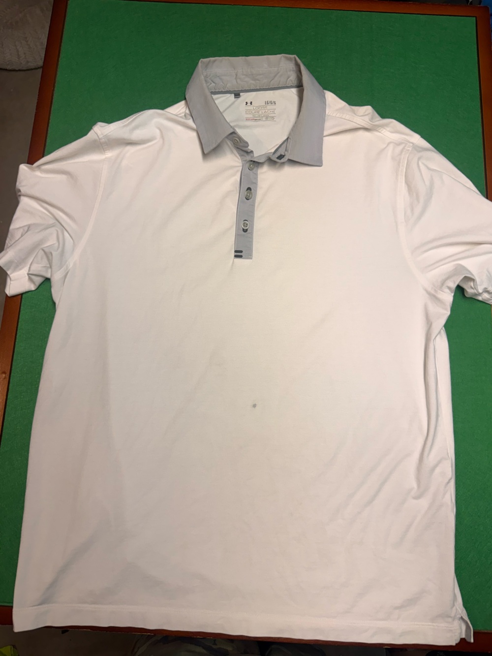 Under Armour White Polo with Light Gray Contrast Placket